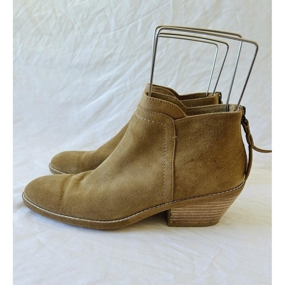 Splendid Shoes - Splendid Suede Ankle Boots Womens Tan Suede Rear Zip Block Heel 9
